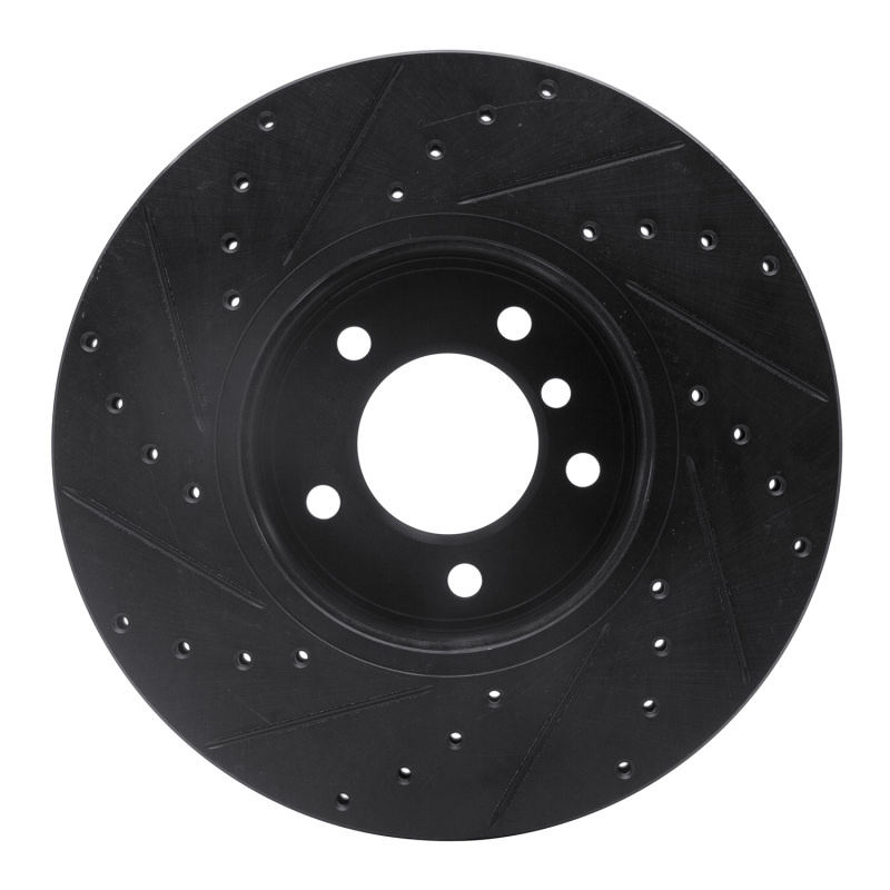 BMW 528I xDrive Brake Rotor (1) - Front Right - R1 Concepts - Drilled & Slotted - Black - `04-`10